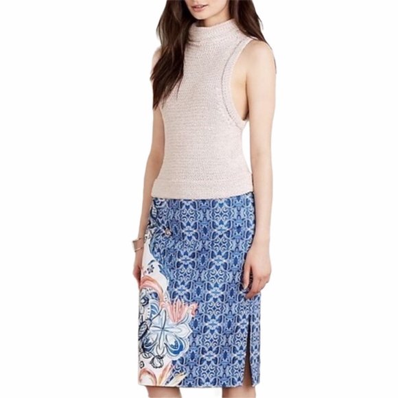 Anthro Moulinette Soeurs Floral Pencil Skirt Sz 4 - Picture 2 of 10